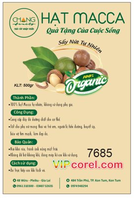 File ảnh Tem nhãn Hạt Macca sấy nứt tự nhiên file corel (gốc) in poster