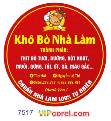 File tranh Tem nhãn Khô Bò Nhà Làm file vector corel (gốc) chủ đề thiên nhiên