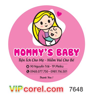 File PSD Tem nhãn Mommy's Baby - tiện ích cho mẹ - niềm vui cho bé (bản gốc) cho nhà in