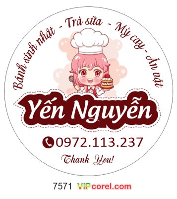 File in trần Tem nhãn Yến Nguyễn - bánh sinh nhật - trà sữa (file gốc) hoa văn 3D