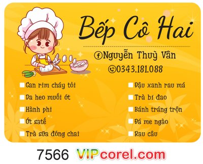 File gốc Tem nhãn bếp cô Hai - Nguyễn Thùy Vân file corel (PNG) chất lượng cao