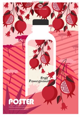 Download file gốc Tem nhãn decor nước ép quả lựu file CorelDRAW (in lụa) tranh 3D