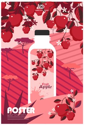 File tranh gốc Tem nhãn decor nước ép táo Fruit Apple file CDR (bản đẹp) độc quyền