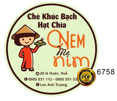 File gốc Tem nhãn tròn chè khúc bạch Nem mẹ Nim file corel (dành cho trang trí nội thất)