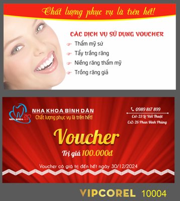 Tệp tin gốc Thẻ voucher nha khoa Bình Dân file corel (chất lượng cao) Thẻ voucher nha khoa Bình Dân file corel