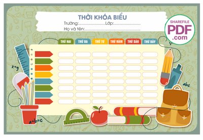 File gốc Thời khóa biểu #2 file PDF & CDR (dành cho trang trí nội thất)