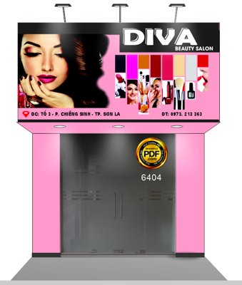 File gốc Thiết kế biển DIVA Beauty Salon file corel x7 (in mica) cắt laser