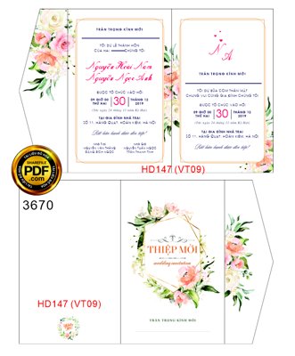 Cung cấp file tranh gốc Thiệp cưới Hoài Nam Ngọc Anh HD147 (VT09) độc quyền