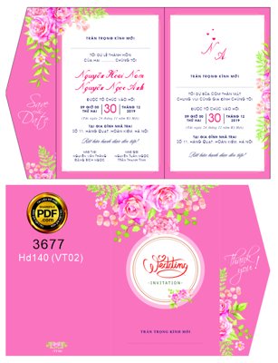 File in lụa Thiệp cưới Hoài Nam và Ngọc Anh HD140 (VT02) (hoa văn) Thiệp cưới Hoài Nam và Ngọc Anh HD140 (VT02)