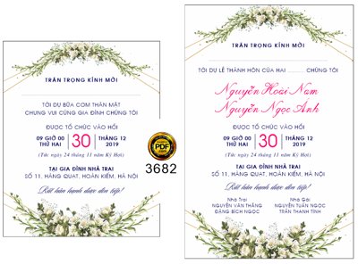 Tải file gốc in lụa Thiệp cưới Hoài Nam và Ngọc Anh mã phôi HD135 siêu nét