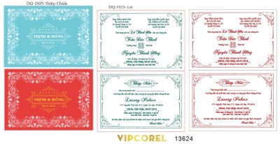 File in trần Thiệp cưới mã DQ-1925 Đức Thịnh & Thanh Hồng (bản gốc) hoa văn