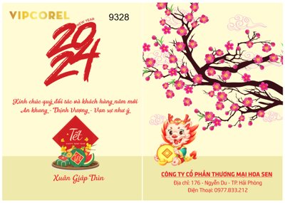 File tranh Thiệp chúc mừng năm mới xuân 2024 vector #4 (bản gốc) trang trí văn phòng