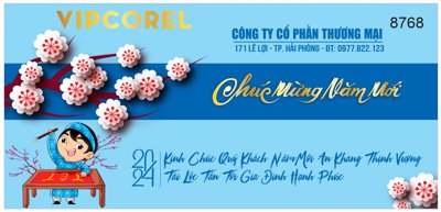 File gốc Thiệp chúc mừng năm mới xuân Giáp Thìn 2024 #3 (in ấn) màu sắc trung thực