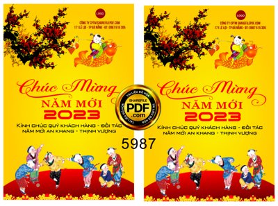 File gốc Thiệp chúc tết xuân Quý Mão 2023 #9 file corel (in lụa) chi tiết cao