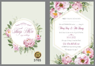 File tranh Thiệp mời Thông Duy và Hà Dung #18 file corel (bản gốc) in lụa 3D