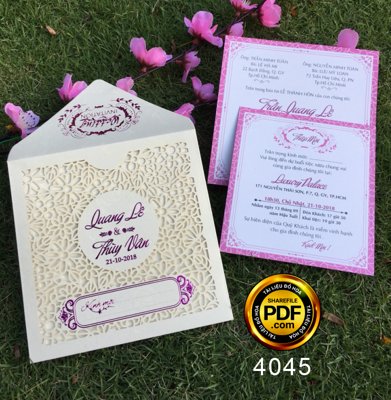 File gốc Thiệp mời laser Quang Tiếng và Tuyết Mai mã DQ-1939 (in mica) làm bảng hiệu