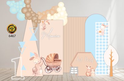 File gốc Tiệc sinh nhật Fist Monica chủ đề chú thỏ #14 (cho in UV) siêu nét