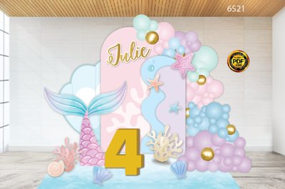 File gốc Tiệc sinh nhật Julie - nàng tiên cá #34 file EPS (in mica) cắt laser