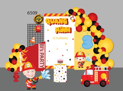 File ảnh Tiệc sinh nhật Quang Minh chủ đề cứu hỏa #23 (gốc) in biển hiệu