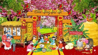 Download file gốc Tieu canh Tet (1) (in lụa) hoa lá