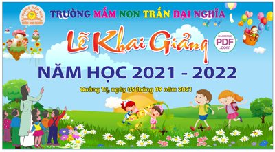 File tranh gốc PSD Trường mầm non Trần Đại Nghĩa - Lễ khai giảng file PDF & CDR còn nguyên layer