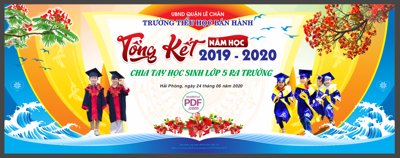 File tranh Trường tiểu học Tổng kết năm học 2019 - 2020 file PDF & CDR (bản gốc) treo phòng ăn