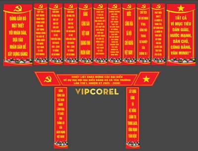 File gốc Trang trí cổng Đại hội Đảng bộ xã 2025 file corel (AI/EPS) cho in ấn
