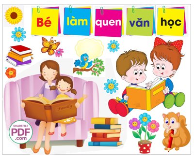 File tranh Trang trí phòng học - Bé làm quen văn học #3 file PDF & CDR (gốc) in vải canvas