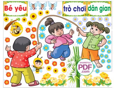 File gốc Trang trí phòng học - bé yêu trò chơi dân gian #3 file PDF & CDR (in lụa) họa tiết 3D