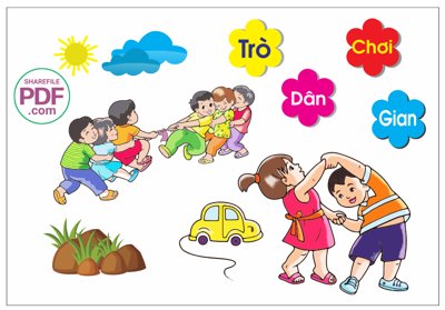 File tranh Trang trí phòng học - trò chơi dân gian - file PDF & CDR (bản gốc) treo phòng ăn