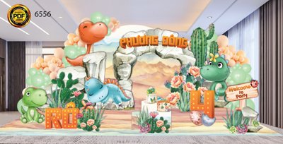 File gốc Trang trí sinh nhật Phương Đông chủ đề Khủng Long #38 (in ấn) màu sắc trung thực