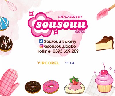 Download file gốc Trang trí tường bánh kem Bakery Sousouu (in lụa) hoa lá