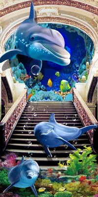 Download file Tranh 3D biển xanh - đại dương xanh #16 (gốc) in mica đèn LED