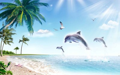 Download file gốc Tranh 3D biển xanh - đại dương xanh #2 (in mica) trong suốt