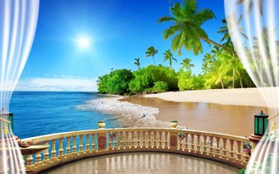 File tranh Tranh 3D biển xanh - đại dương xanh #9 (bản gốc) in lụa 5D