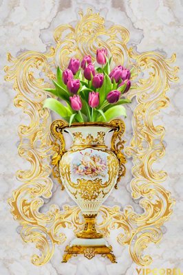 Chi tiết file gốc Tranh bình hoa treo tường 3D đẹp #30 (cho in tráng gương)