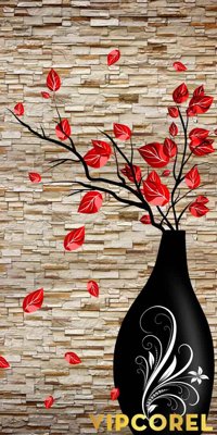 File ảnh Tranh bình hoa treo tường 3D đẹp #39 (gốc) cho trang trí nội thất