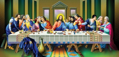 File in trần Tranh bữa tiệc ly - 12 thánh công đồ file photoshop (bản gốc) mây trời