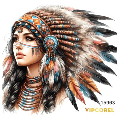 File gốc Tranh cô gái thổ dân da đỏ #4 file corel (in ấn) không giới hạn