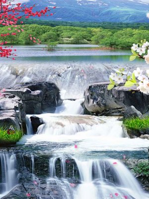 File gốc Tranh dán tường 3D phong cảnh hữu tình #140 (in lụa) trang trí tường