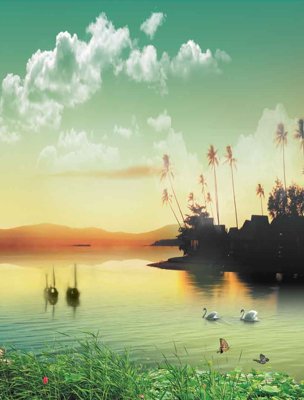 Tải file Tranh dán tường 3D phong cảnh hữu tình #78 (gốc) chủ đề phong thủy