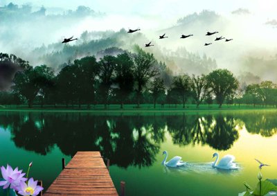 File gốc Tranh dán tường 3D phong cảnh hữu tình #91 (in tráng gương) sang trọng