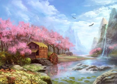 File gốc in ấn Tranh dán tường 3D phong cảnh hữu tình #93 chuẩn màu CMYK