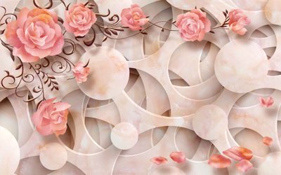 File tranh in trần 3D Tranh hoa hồng nổi 3D - Tranh hoa dán tường 3D (ảnh gốc)