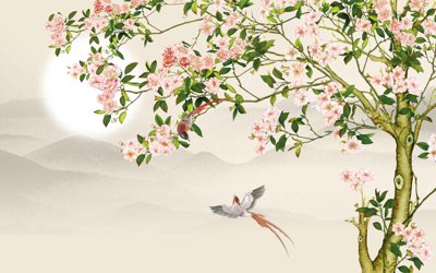 Tải file gốc Tranh hoa nổi 3D - Tranh hoa dán tường 3D #100 (in khổ lớn) không mờ