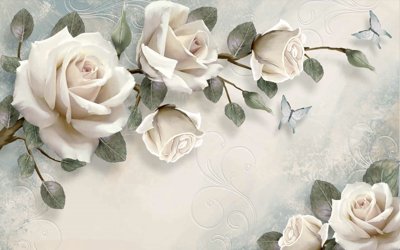 File tranh Tranh hoa nổi 3D - Tranh hoa dán tường 3D #117 (bản gốc) in lụa dán tường