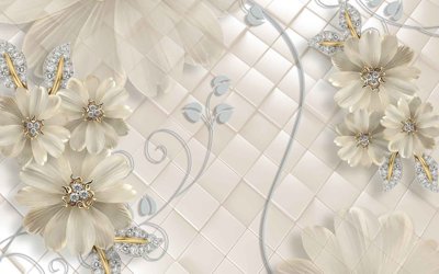 File tranh Tranh hoa nổi 3D - Tranh hoa dán tường 3D #119 (bản gốc) in lụa 5D