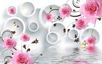 Ảnh gốc Tranh hoa nổi 3D - Tranh hoa dán tường 3D #122 (nét căng) in mica