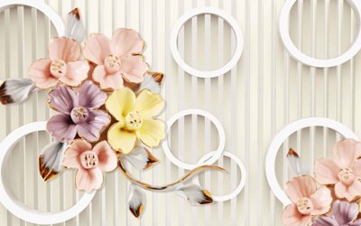 File PSD in ấn Tranh hoa nổi 3D - Tranh hoa dán tường 3D #56 (chất lượng cao)