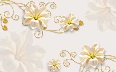 File gốc Tranh hoa nổi 3D - Tranh hoa dán tường 3D #60 (in lụa) họa tiết 3D